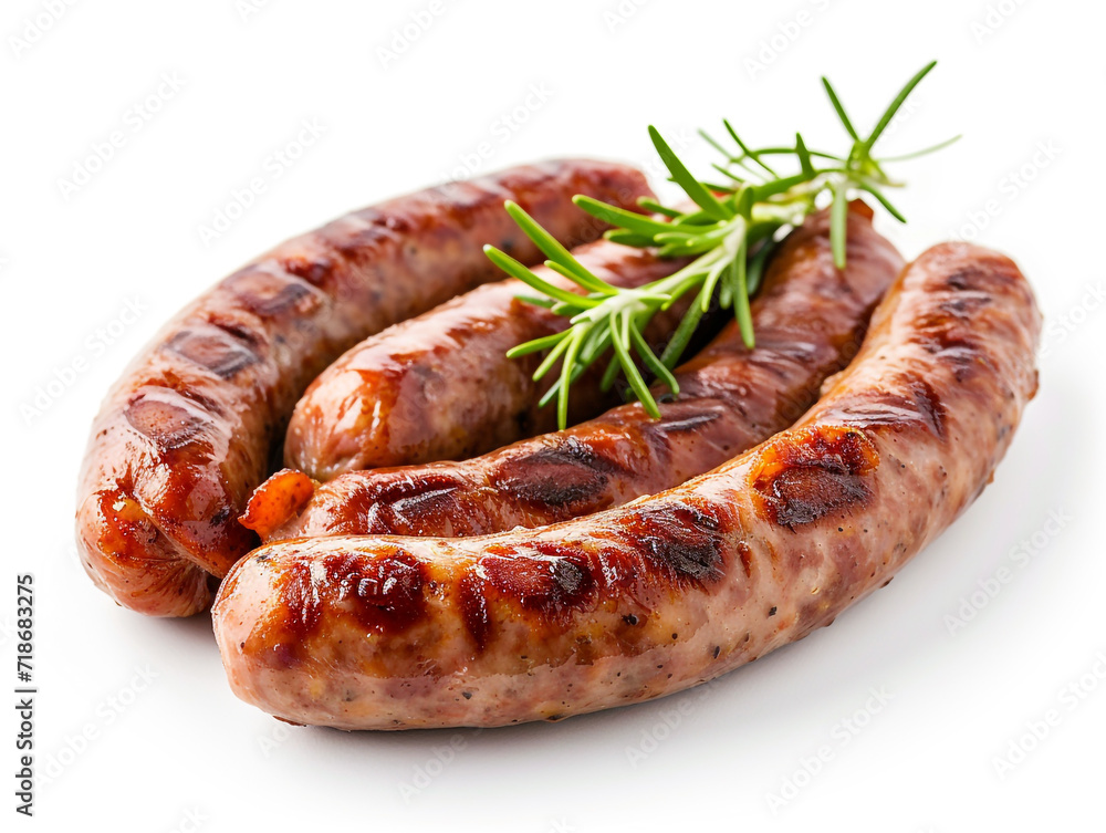 Sausages isolated on white background in minimalist style.
Sausages isolated on white background in minimalist style.