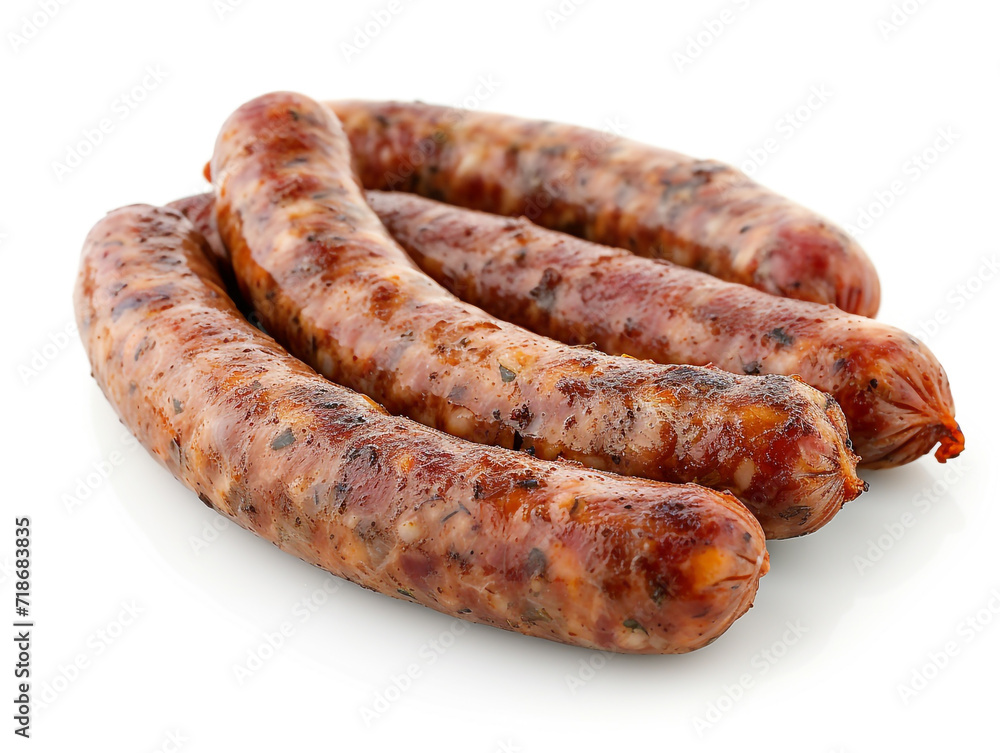 Sausages isolated on white background in minimalist style.
Sausages isolated on white background in minimalist style.