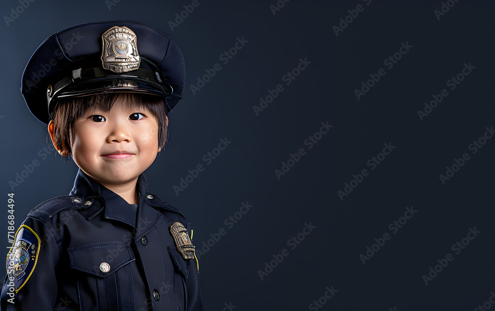 Smiling Child in Police Uniform Smiling Child in Police Uniform