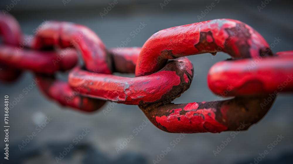 Close-up of a weathered red chain link. Close-up of a weathered red chain link.