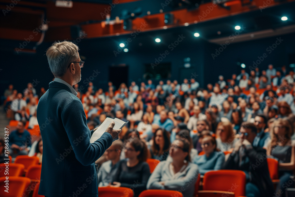 speaker at a lecture in the audience speaker at a lecture in the audience