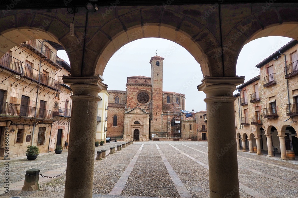 beautiful view of the cathedral of santa maria in the city of siguenza