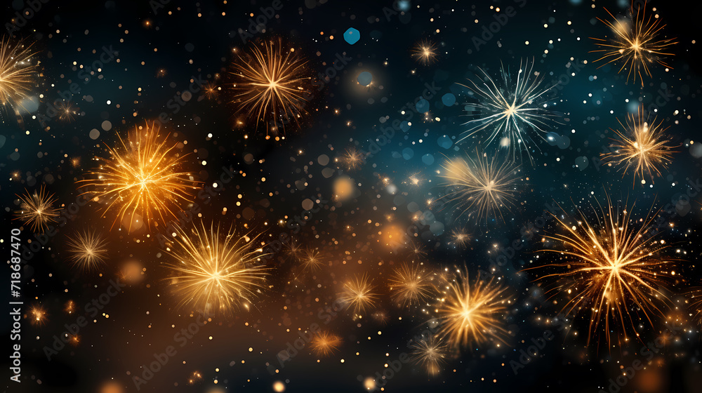 Happy New Year, burning fireworks with bokeh light background Happy New Year, burning fireworks with bokeh light background