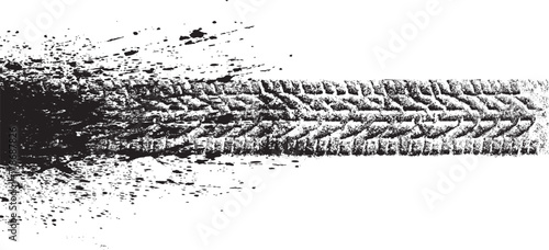 Vector Print Textured Tire Track . Design Element . Car tread silhouette . Mud splash grunge texture