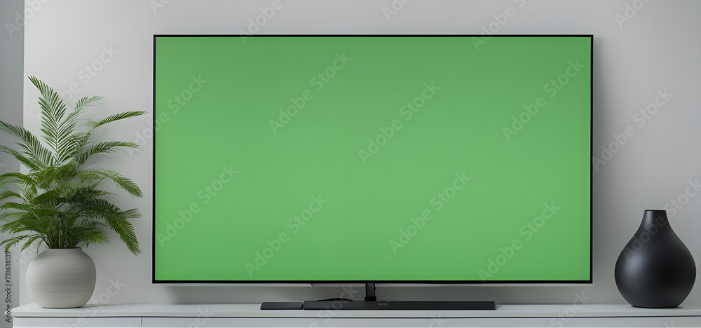 Modern Flat screen tv, front view, minimalism house. Modern Flat screen tv, front view, minimalism house.