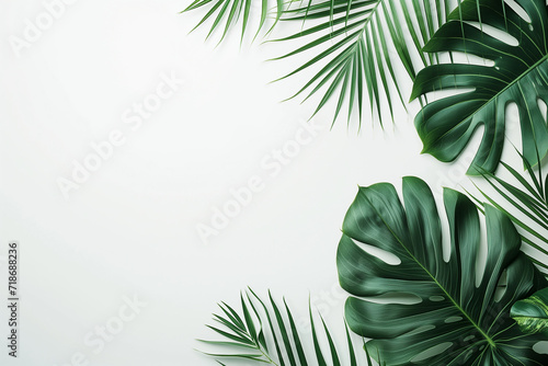 tropical leaf on white background with space for text photo