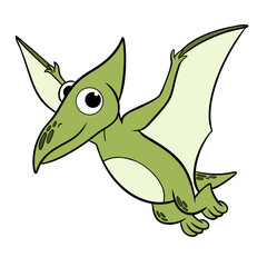 Poster Dinosaurus Schattige pteranodon cartoon voor kinderen  © Rizky