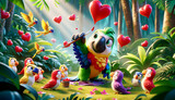 Jungle's Love Artist: The Parrot Painting Red Hearts in the Air