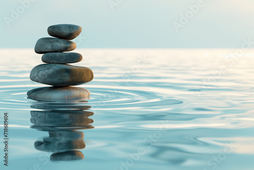 a stack of balancing stones in the water photo