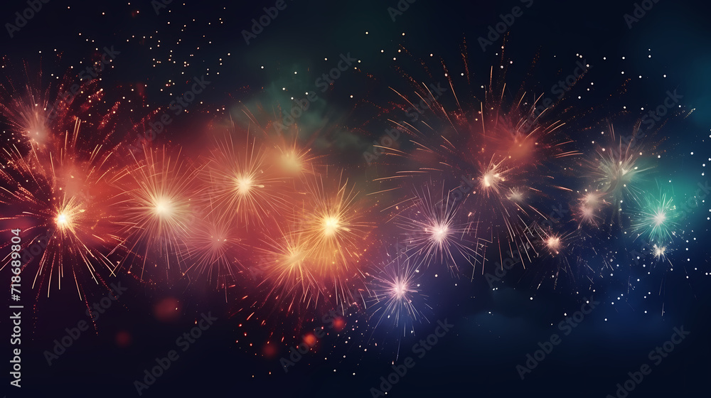 Happy New Year, burning fireworks with bokeh light background Happy New Year, burning fireworks with bokeh light background