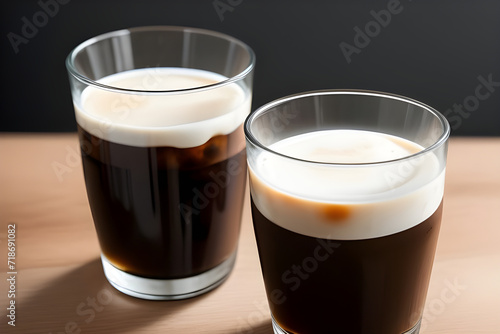 A glass of cold brew coffee with milk