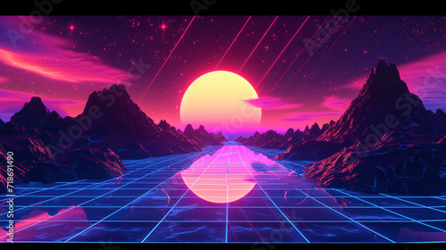 3d illustration of a a cyberspace landscape