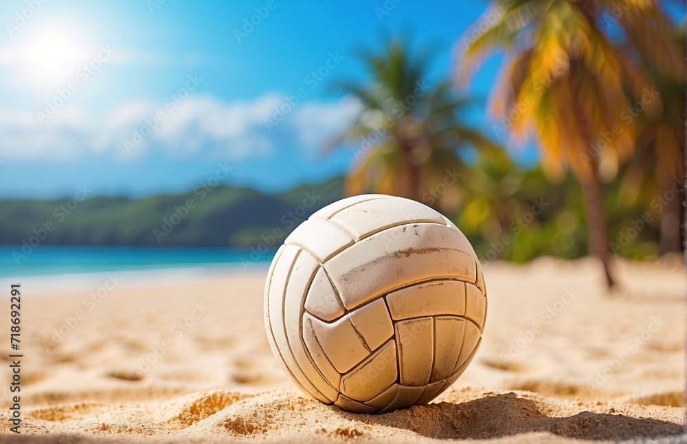 Volleyball on bright sand beach