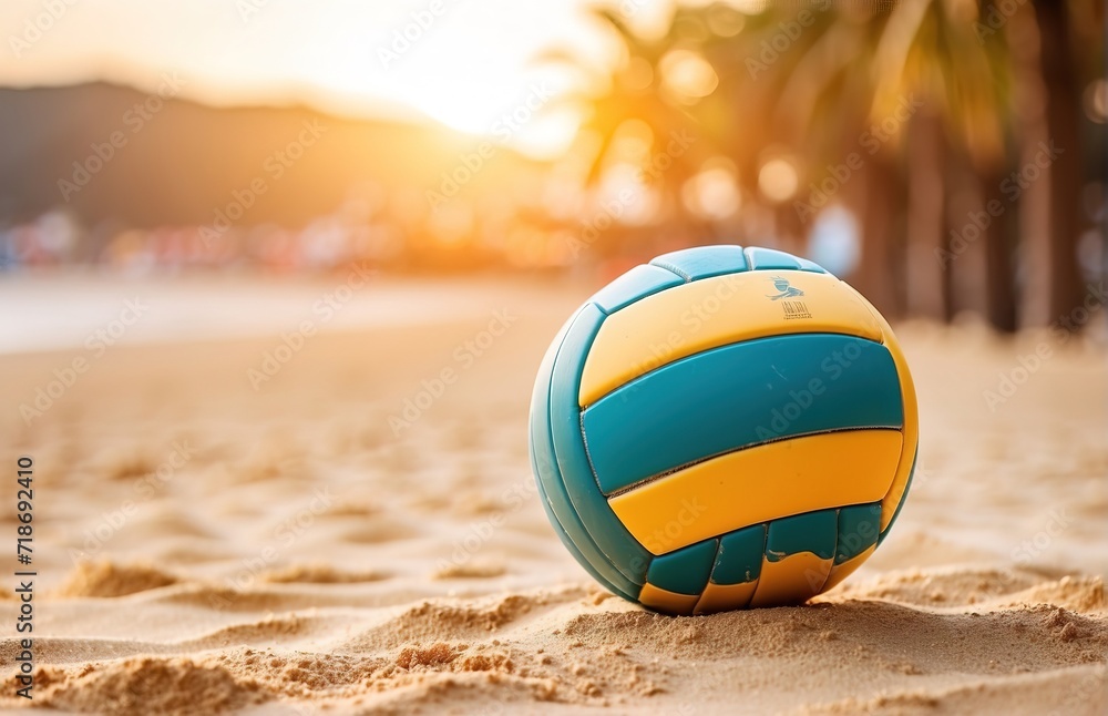 Volleyball on bright sand beach