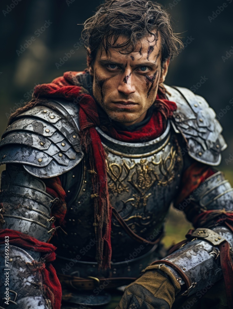 A knight clad in gleaming armor, a symbol of chivalry and valor, standing resolute and ready for noble quests. A knight clad in gleaming armor, a symbol of chivalry and valor, standing resolute and ready for noble quests.