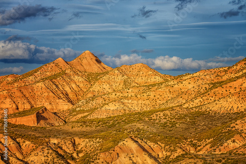Sunset Glow on Desert Mountain Ridges