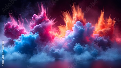 Holi clip art abstract patterns of color clouds.