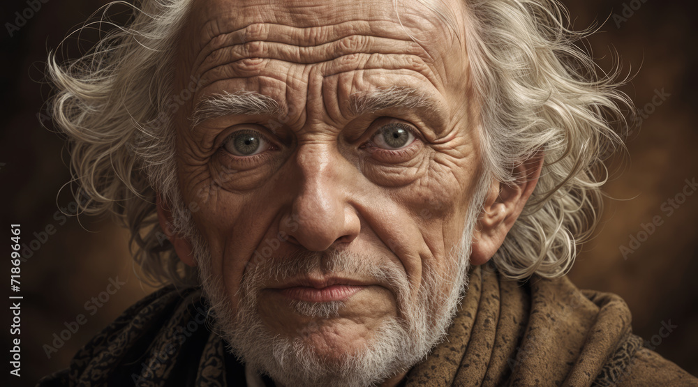 Portrait of an old gray-haired man. AI Portrait of an old gray-haired man. AI