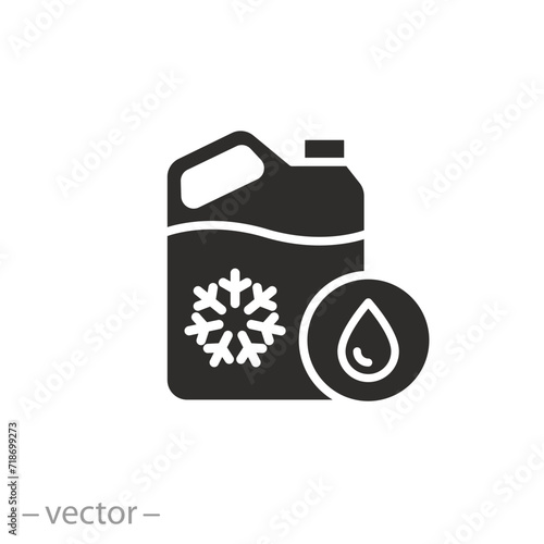 coolant plastic bottle icon, antifreeze fluid, water canister, flat symbol, vector illustration