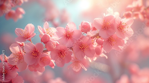 Cherry Blossoms in Spring, Petals, and Floral Scene