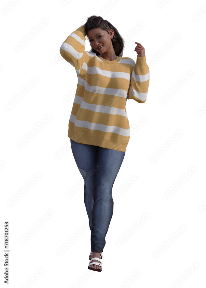 An plus size voluptuous woman of indian origins wearing a fashionable red business suit, looking into camera, making a proposition. 3D illustration. An plus size voluptuous woman of indian origins wearing a fashionable red business suit, looking into camera, making a proposition. 3D illustration.