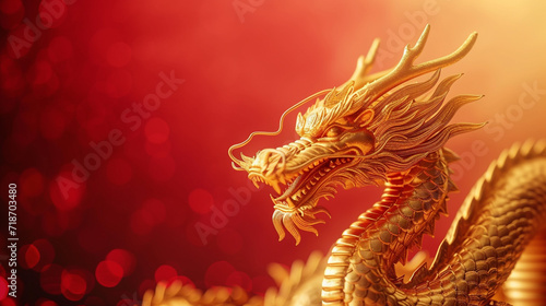 Minimalistic chinese dragon background concept with empty space. 