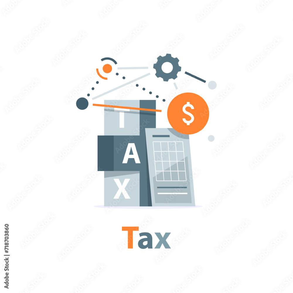 Concept tax payment. Data analysis, paperwork,flat design icon vector illustration Concept tax payment. Data analysis, paperwork,flat design icon vector illustration