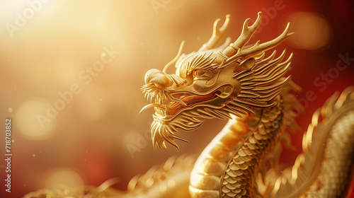 Minimalistic chinese dragon background concept with empty space. 