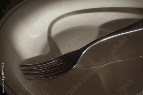 fork on a white empty plate