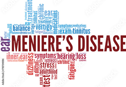 Meniere's Disease word cloud conceptual design isolated on white background. photo