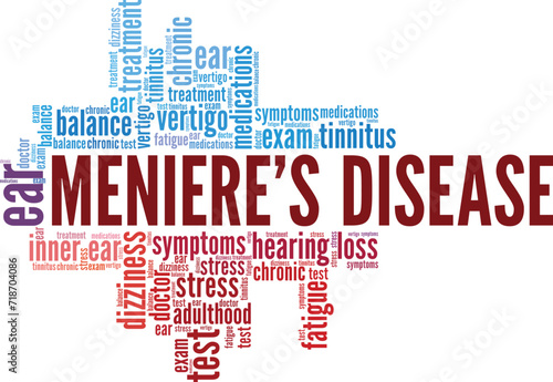 Meniere's Disease word cloud conceptual design isolated on white background.