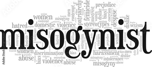 Misogynist word cloud conceptual design isolated on white background.