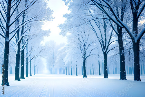 winter forest road Generative AI