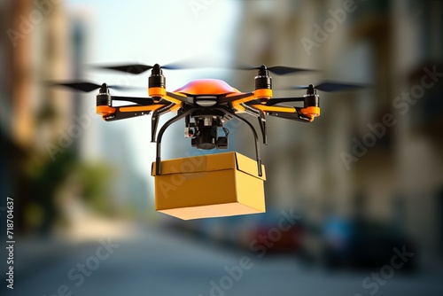 Same day delivery autonomous flight package drone UAS or UAVs. Data analytic tracking, electronic inventory tracking, efficient fulfillment. Innovations in packaging increase delivery experience.