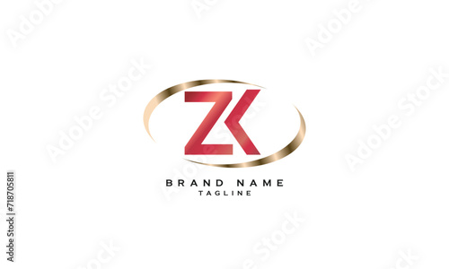 ZK, KZ, Abstract initial monogram letter alphabet logo design