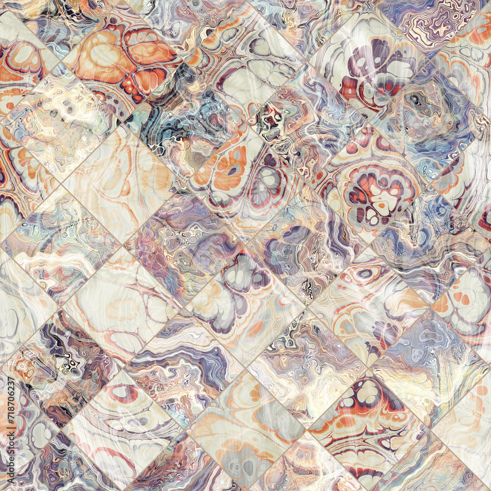 Obraz premium Abstract Marble texture. Fractal digital Art Background. High Resolution. Mosaic tile floor. Can be used for background or wallpaper