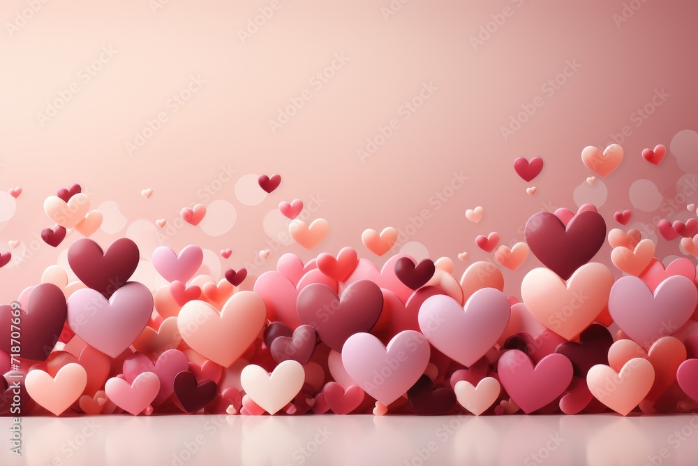Valentine's Symphony Hearts in Flight on a Delicate Pink Canvas Valentine's Symphony Hearts in Flight on a Delicate Pink Canvas