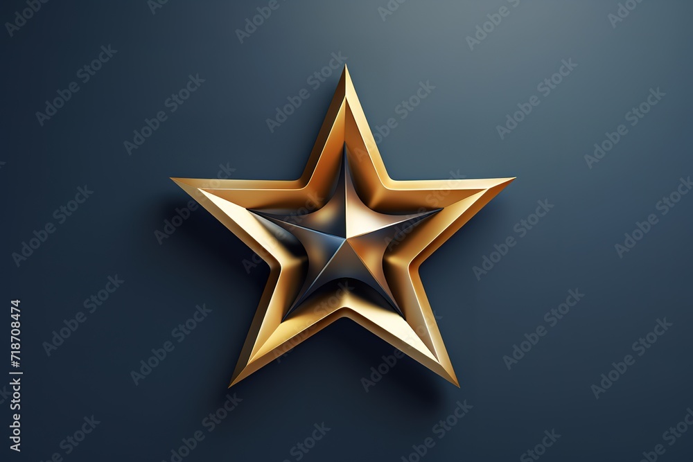 The background with gold colored star shapes is not 3D style. generative AI