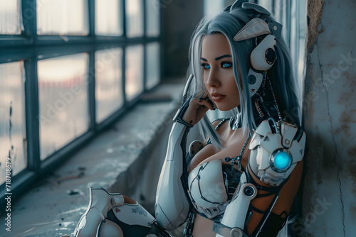Cybernetic Desire: Stunningly Sexy Cyborg Girl in Erotic Fantasy