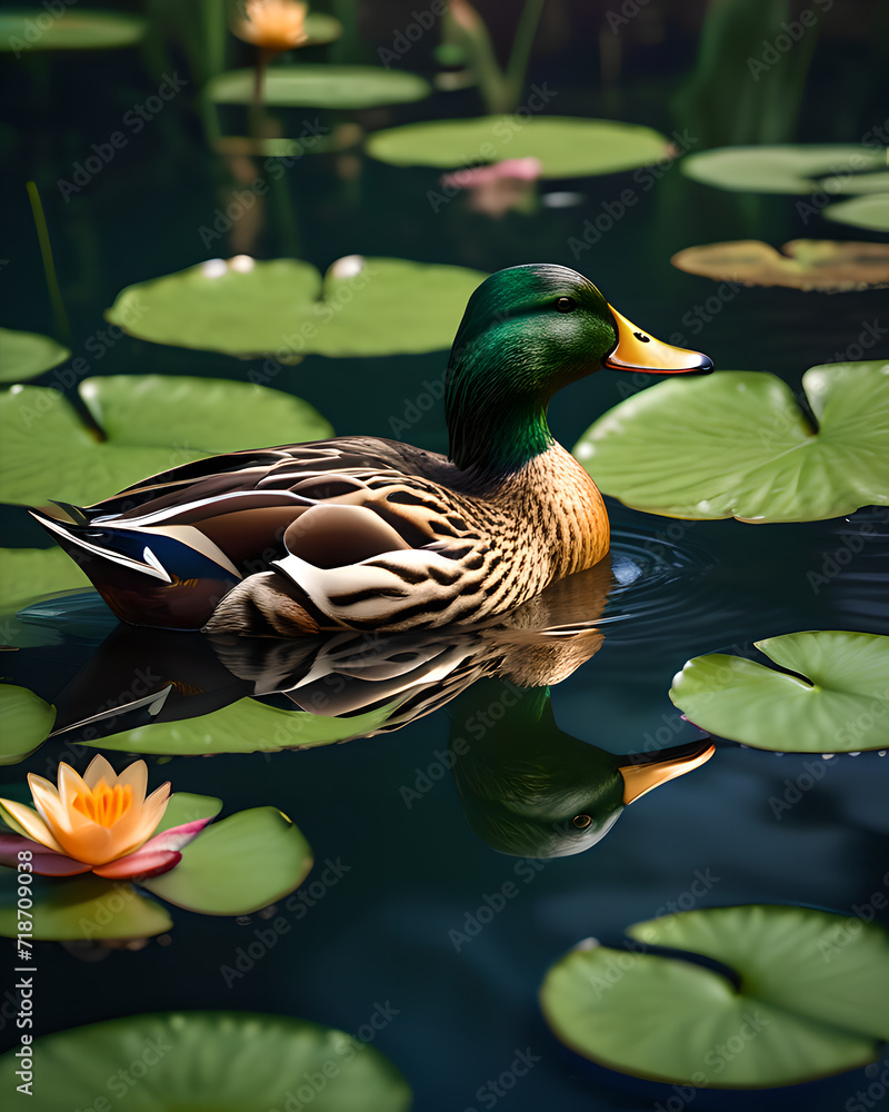 Obraz premium Duck on a pond