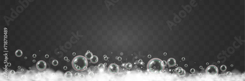 Air bubbles.Soap foam vector illustration on a transparent background.	

