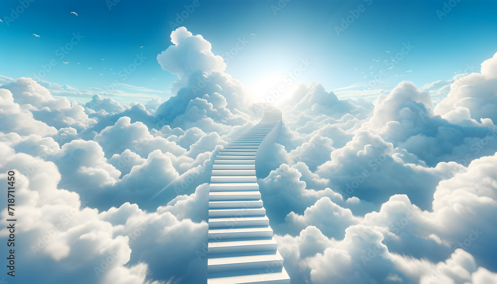 Ethereal steps ascending to the blue skies.
Generative AI.