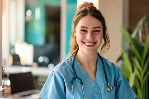 Portrait of a smiling female doctor with stethoscope at hospital