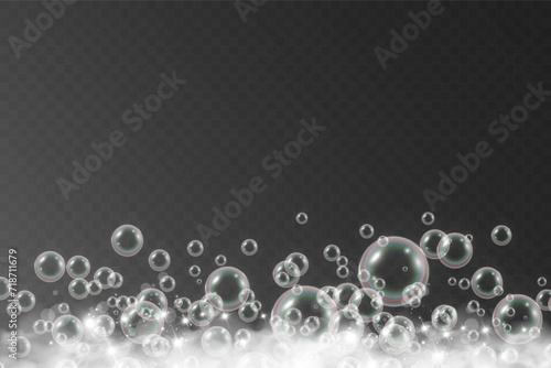 Air bubbles.Soap foam vector illustration on a transparent background.	

