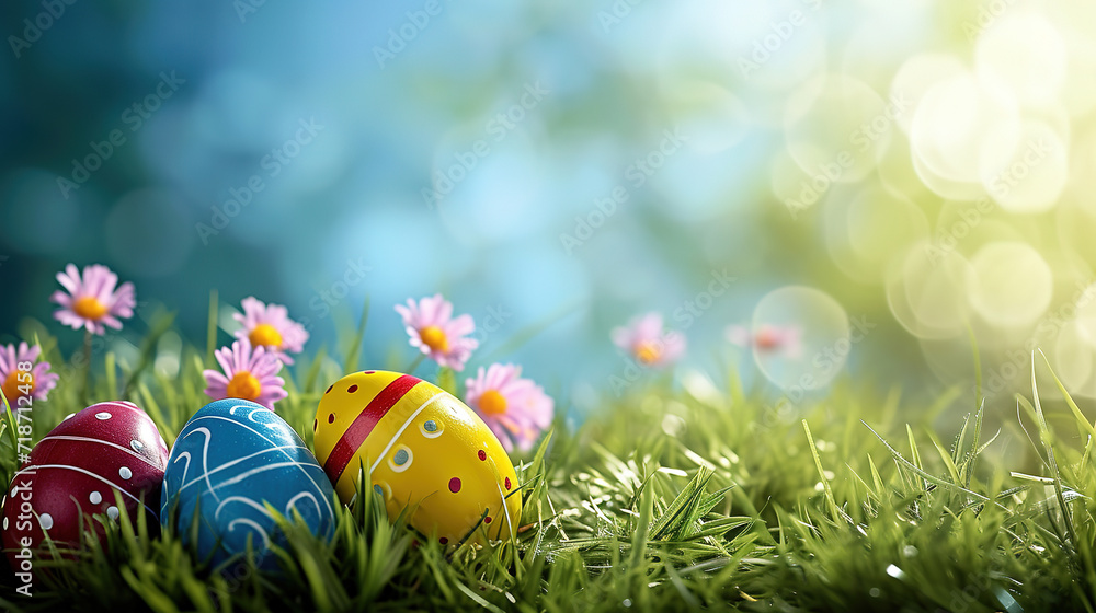 colorful Happy Easter with empty copy space, advertisising colorful Happy Easter with empty copy space, advertisising
