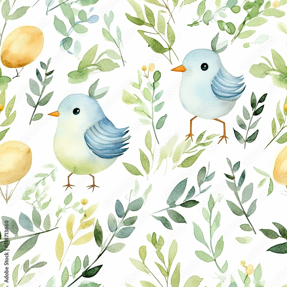 Watercolor Painting of Two Birds on a Branch Watercolor Painting of Two Birds on a Branch