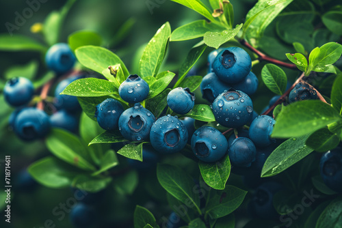 Ripe blueberries on the bush