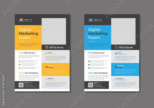 Vector digital marketing agency and corporate business flyer template