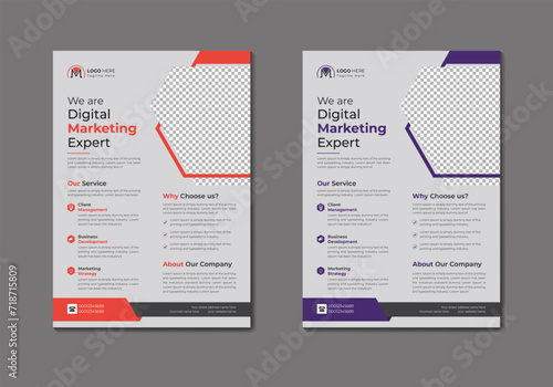 Vector digital marketing agency and corporate business flyer template