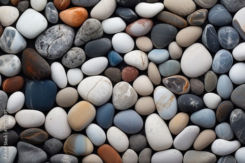 A collection of neatly arranged and colorful stones. generative AI